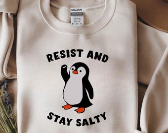 Resiste y quédate con el pingüino salado SVG PNG, archivo de corte con cita divertida de pingüino, diseño de silueta de Cricut, descarga digital