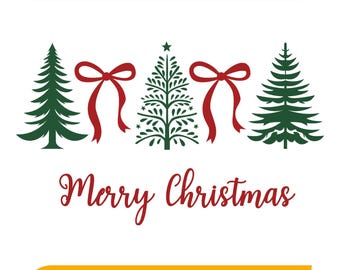 preppy Christmas Tree SVG PNG | Merry Christmas Pine Trees & Bows | Holiday SVG for Cricut and Sublimation