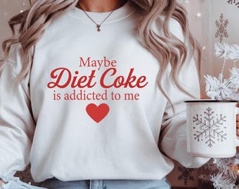 Tal vez la Coca-Cola Light sea adicta a mí (archivo PNG), cita divertida de refresco (archivo SVG), máquina linda de corazón rojo (archivo SVG)