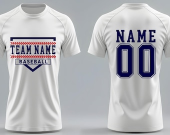 Diseño de béisbol PNG SVG / Camiseta personalizada con nombre y número de equipo / Descarga digital