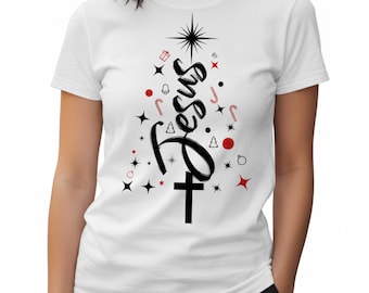 Árbol de Jesús SVG / Diseño de cruz cristiana para las fiestas / Imágenes prediseñadas navideñas con temática religiosa para Cricut y sublimación / Descarga instantánea