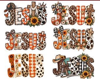 Fall Jesus PNG, Christian Fall Sublimation Design, Leopard Jesus Shirt, Autumn Christian Tee, Pumpkin Spice Faith Shirt, Religious PNG