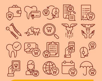 Dental Insurance Icons | Healthcare Communication Clipart Bundle (SVG, PNG, EPS, Ai)