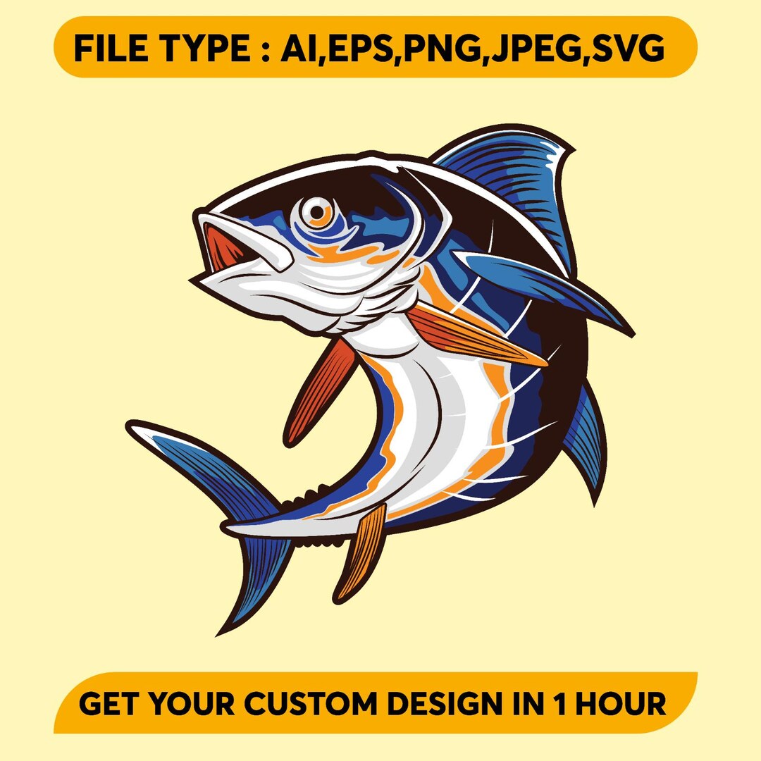 Colorful Tuna Fish SVG File | Sport Fishing Vector Art PNG EPS | Deep ...