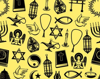 Religious Symbols Pattern SVG: Seamless Faith Icons (Digital Download)