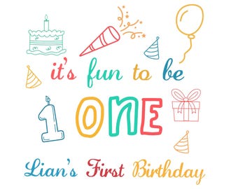 Fun To Be One PNG, First Birthday Family Design (Digital Download)
