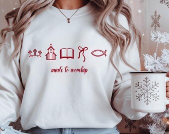 Camiseta cristiana SVG PNG hecha para adorar, lazo coqueto, diseño de sublimación de camiseta con versículo bíblico, SVG religioso, camiseta religiosa de Pascua