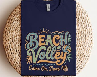 Retro beachvolleybal T-shirt, grafisch shirt kustvolleybal, Sand Court Game Player Tee, vintage zomersporttop, wedstrijddag tshirt cadeau