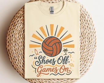 Grafische retro volleybalt-shirt, vintage beachvolleybalshirt, T-shirt kustvolleybalspeler, Sand Court Game Day-top, zomersportvibe topcadeau