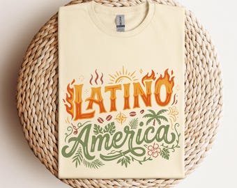 Camiseta Latino-Americana, Camiseta com Estampa de Orgulho Latino, Camiseta da Herança Espanhola, Blusa Colorida da América Latina, Camiseta para Mulheres Latinas Orgulhosas, Presentes da América do Sul