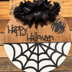 Halloween Spider Web wooden door hanger