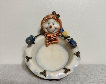 Schneemann Figur Trinket Teller/Kerzenhalter