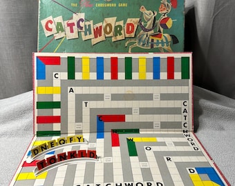 Vintage 50er Jahre Catchword Kreuzworträtsel Brettspiel Internationaler Hersteller