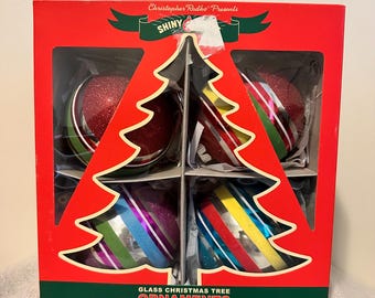 Christopher Radko Shiny Brite Large Striped Jumbo Spheres #4019720 Verzierungen (4)