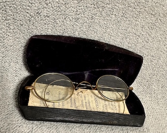 Antik Vintage Brillengestell Oval Brillengestell mit Original Etui