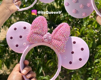 Clog Rubber Pink Bling Rhinestone Custom Headband Ears