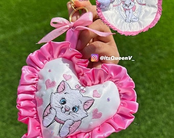 Marie Cat - Character Embroidered Rhinestone Keychain