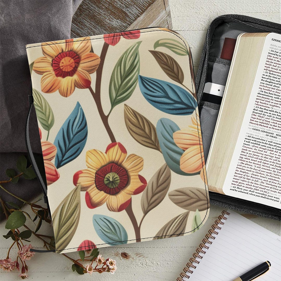 Floral Bible Cover | Embroidered Print, Christian Gift - Etsy