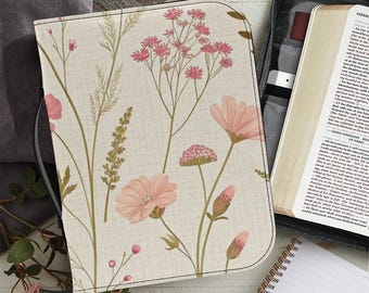 Vintage Floral Print Bible Cover, Handmade Polyester