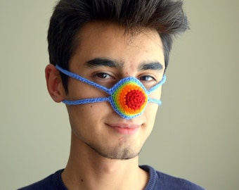 Rainbow Nose Warmer, Crochet Nose Cozy, For Women Nose Hat, Marbled For Men, Funny For Kids, Wool Nose Heater, Winter Funny Party Gift