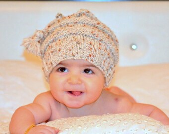Baby Beanie Knit Hat, Baby Knit Hat Child Chunky Beanie Knit Baby Hat Pom Pom Infant Winter Hat Toddler Knit Baby Hat  Knitting Child Hat