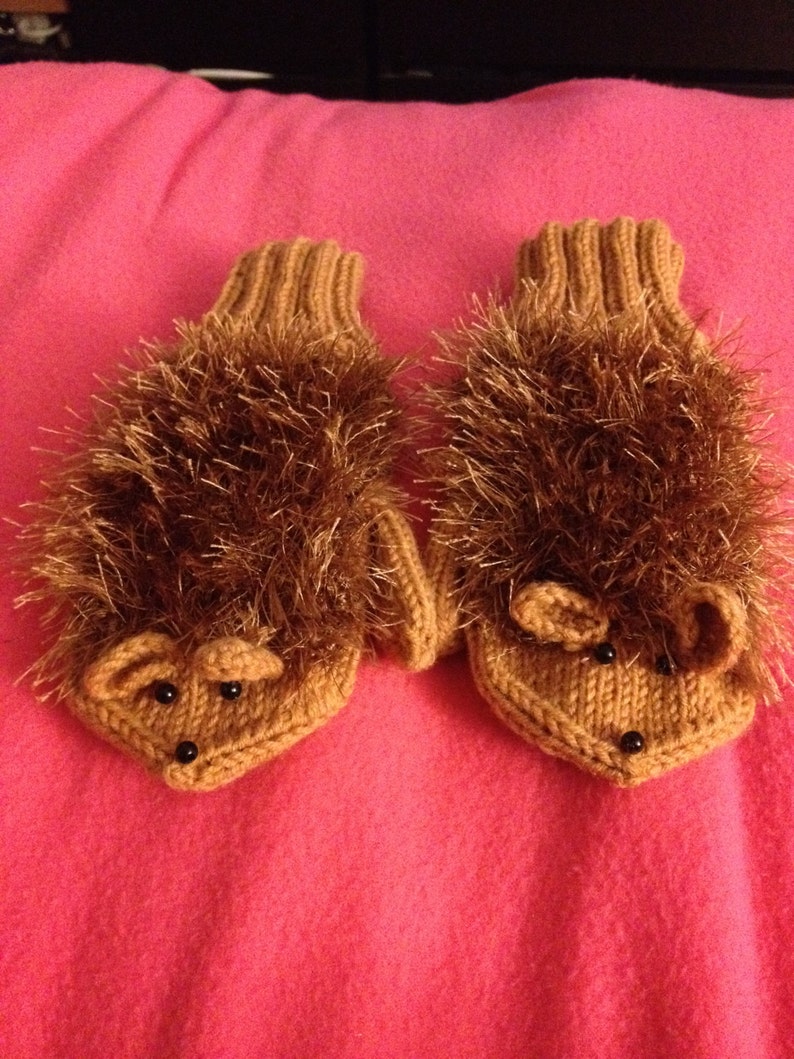 Knit Hedgehog Mittens Hand Knit Glove Animal Mittens Kids Etsy
