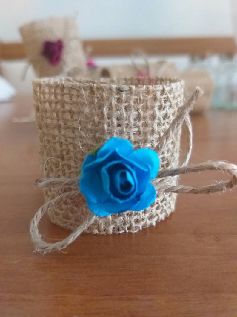 50 Set Burlap Napkin Ring Floral Jute Napkin Holder Wedding Etsy