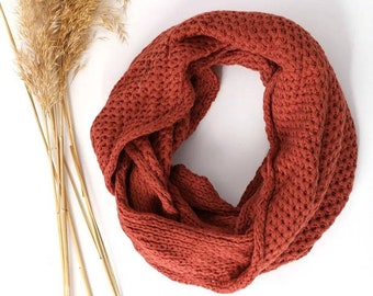Knit scarf infinity cowl wrap collar neck warmer holder Unisex knit cozy accessory oversize snow neck protector Winter gift for wife Chunky