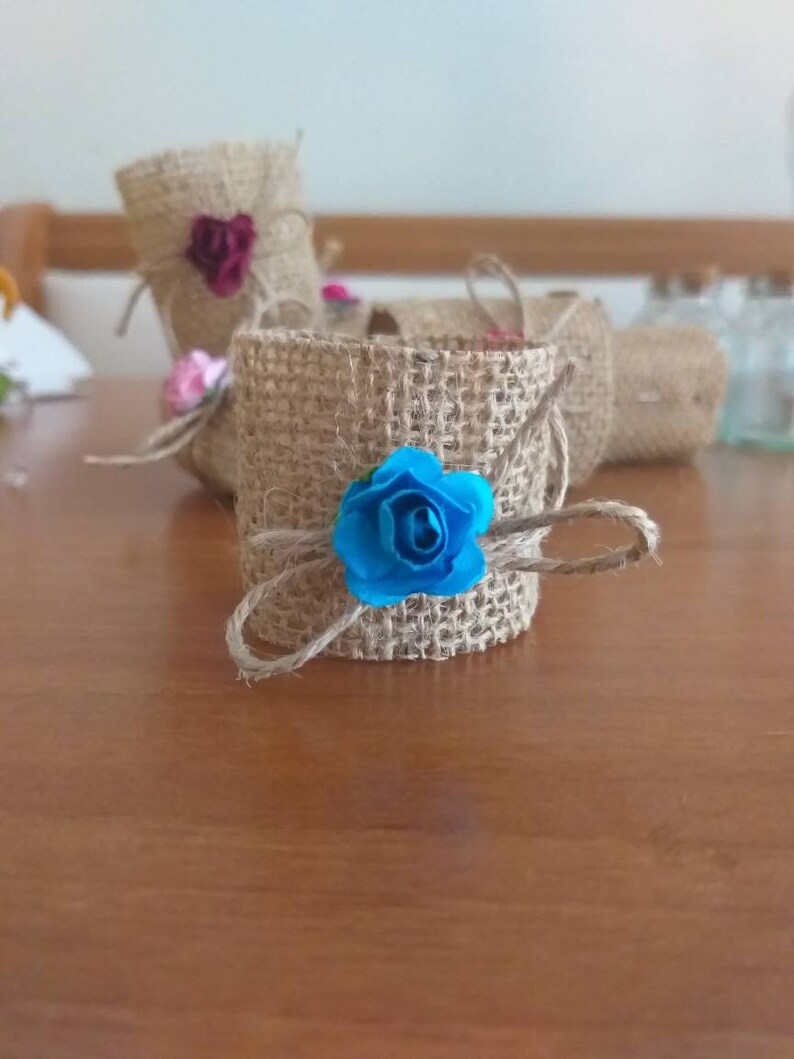 50 Set Burlap Napkin Ring Floral Jute Napkin Holder Wedding Etsy