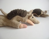 Guante de lana de armadillo para pantalla táctil, mitones de invierno de lana tejidos a crochet, disfraz de animal para hombre, calentadores largos sin dedos para hombre, regalo para esposo