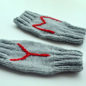 Best Personalized Arm Warmers Glove, Gray Wool Knit Glove, Initial Gloves Monogram Fingerless, Valentine's Day, Anniversary Gift for Couple