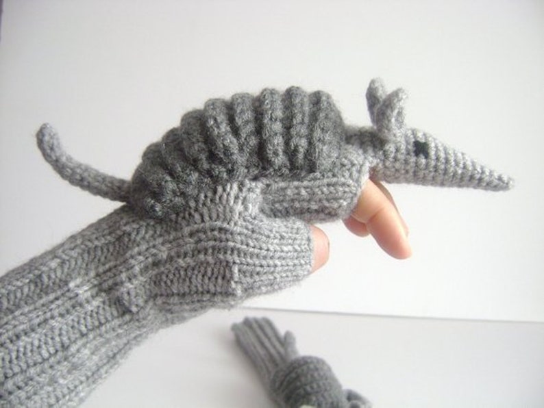 Long fingerless glove, Crochet armadillo Winter Glove, Arm warmers, Animal glove, Hand Puppet Gift, Hand Knit Wool Glove, Winter Gift Adult image 8