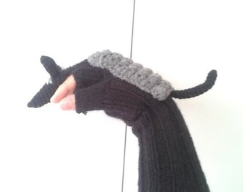 Armadillo costume winter gloves, Arm warmers, Unisex fingerless, Arm cuffs glove, Wrist warmers gloves, Animal  Glove, Unisex Birthday gift