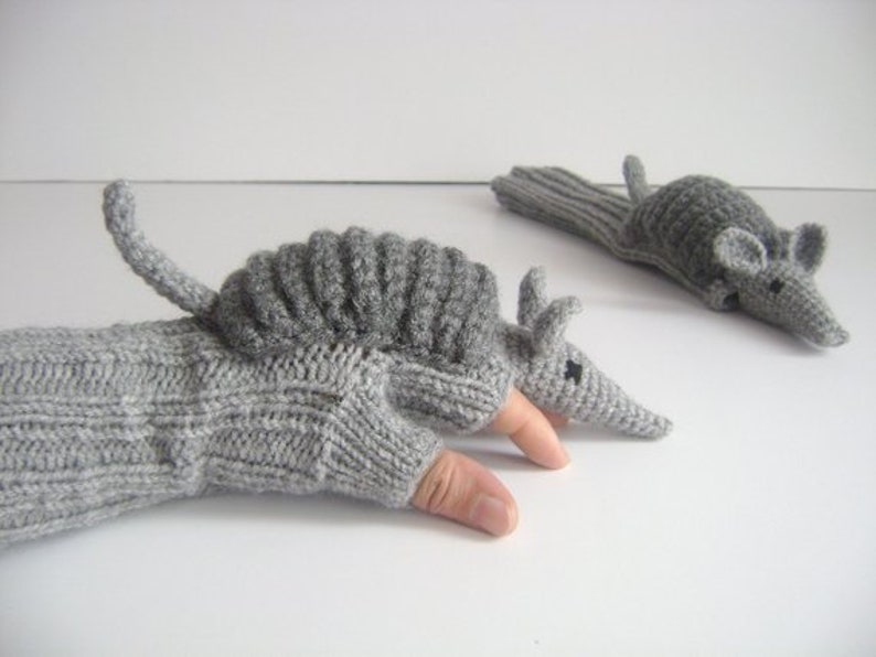 Long fingerless glove, Crochet armadillo Winter Glove, Arm warmers, Animal glove, Hand Puppet Gift, Hand Knit Wool Glove, Winter Gift Adult image 9