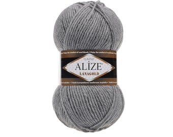 Knitted Wool Alize Lanagold Yarn Handmade For Knitting And Worsted Projects, Chunky, Natural Bulky Blend, Eco-Friendly Thread, Crochet Wool