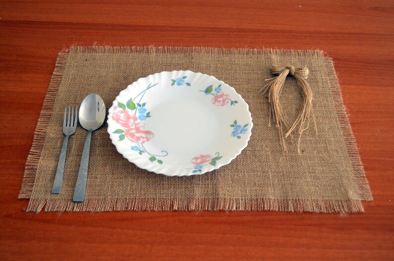 6 Set Jute Placemat Burlap Plate Mat Platemat for Table Etsy