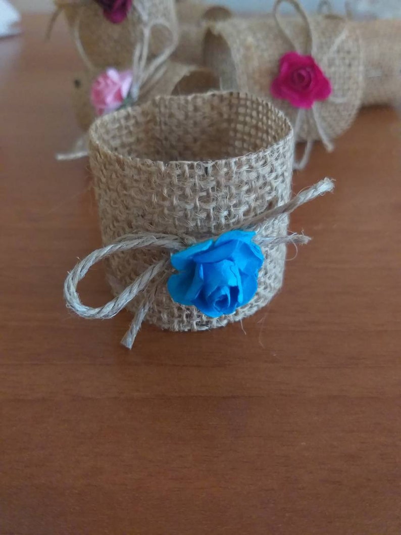 50 Set Burlap Napkin Ring Floral Jute Napkin Holder Wedding Etsy