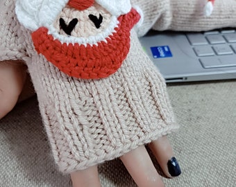 Crochet Santa Claus Puppet Fingerless Glove Mitten Handpuppe Christmas Arm Oversleeve Etsy Knitted Handwoven Face Applique Xmas 2023 Holiday