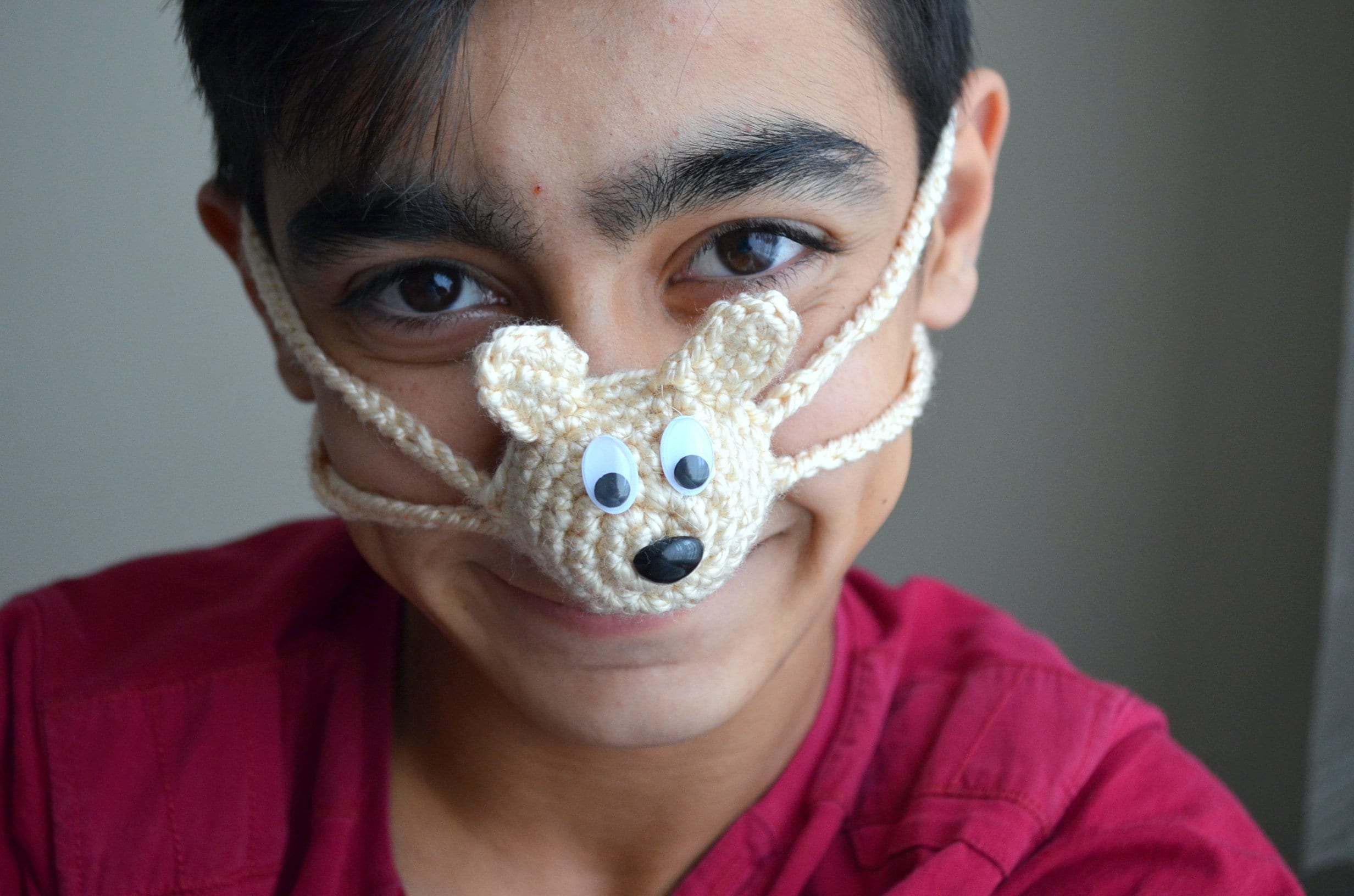 2 Scaldanaso In Lana All'Uncinetto - Nero E Rosa | Antivento E Antifreddo Per Inverno