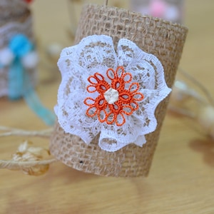 Shuttle Tatting Napkin Ring, Burlap Napkin Ring, Wedding Rustic Ring,  Victorian Style Wedding, Bulk Napkin Rings, Ribbon Holder Gift