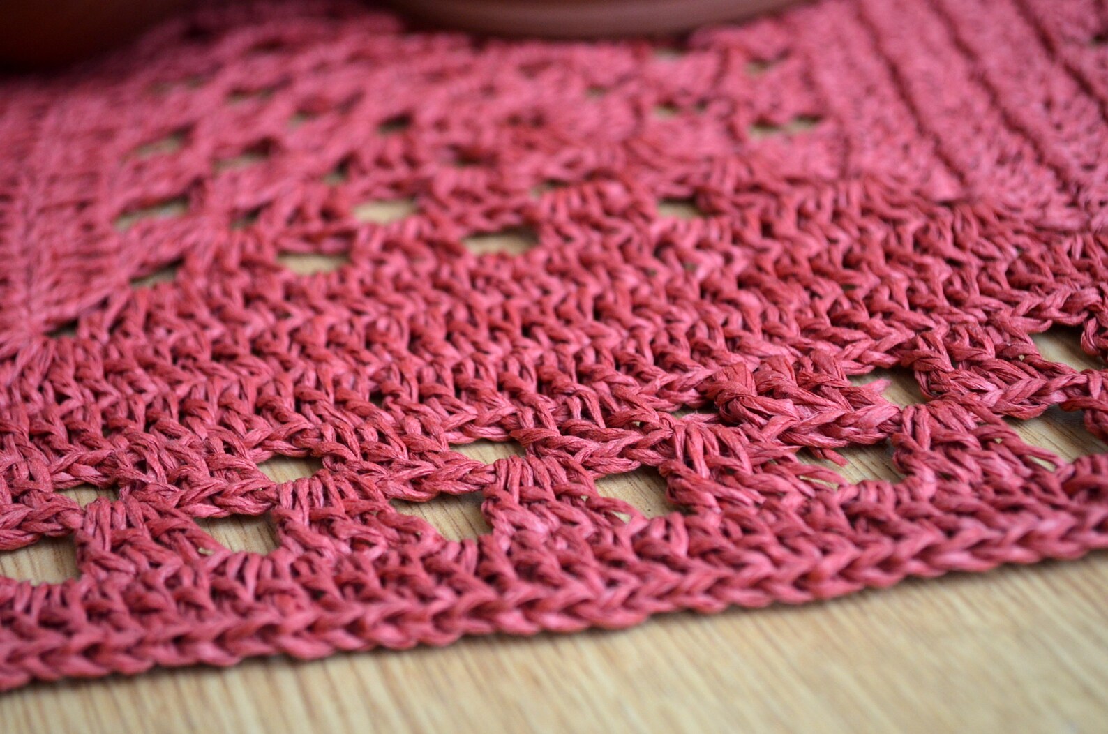 Rustic Square Placemats Vintage Red Straw Serving Mat, Handmade Raffia