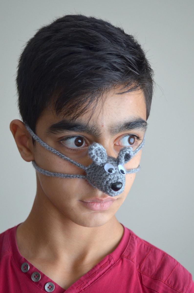 Nose Warmer Gray, Crochet Nose Cozy, Animal Nose Warmer for Women