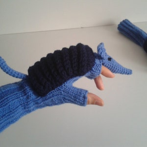 Scaly Pangolin Armadillo Knit Glove, Gray Arm Warmers, Unisex Fingerless, Arm Cuffs Wrist Warmers, Animal Mittens Birthday Gift For Children