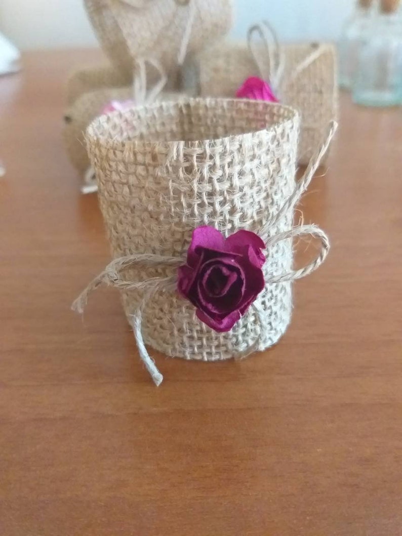 50 Set Burlap Napkin Ring Floral Jute Napkin Holder Wedding Etsy