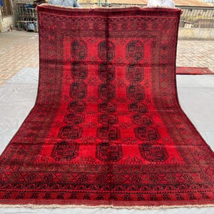 6'9x10 ft Afghan Elephant Foot Unique Rug, Turkmen Pile Pattern Bedroom Hand knotted rug, Free shipping Discounted Area & Floor rug
