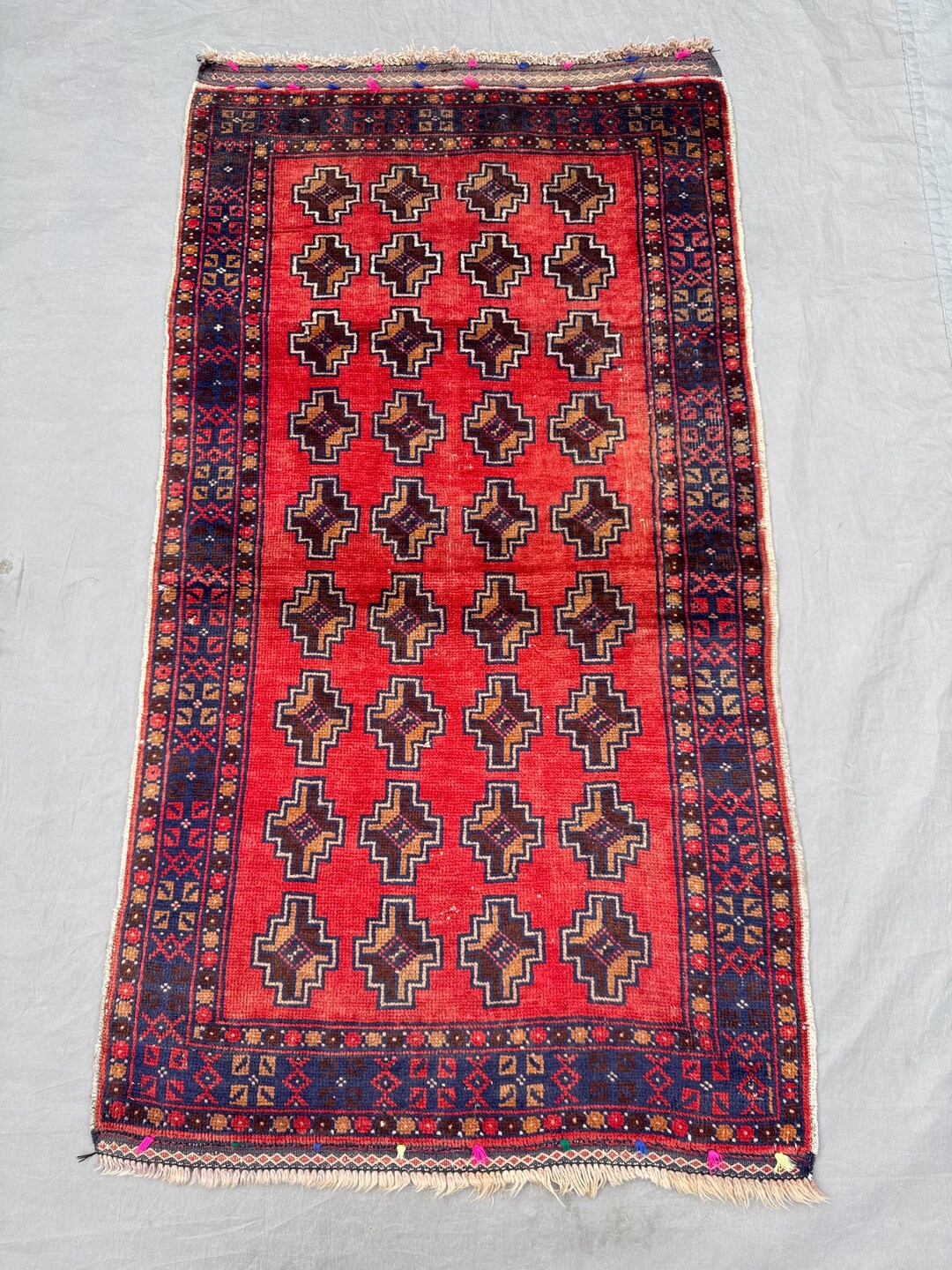 Turkmen Patterns 1960s Vintage Turkmen Bokhara Style 3x5 Rug - Repeating Gul Pattern ...