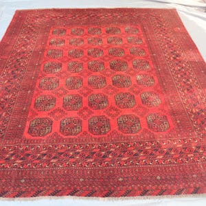 11x9 Turkmen Antique Bokhara Rug, Afghan Handmade Wool Rug, Ersari Vintage Rug, Red Tribal rug, Bedroom Living Room Rug, Dining Table Carpet