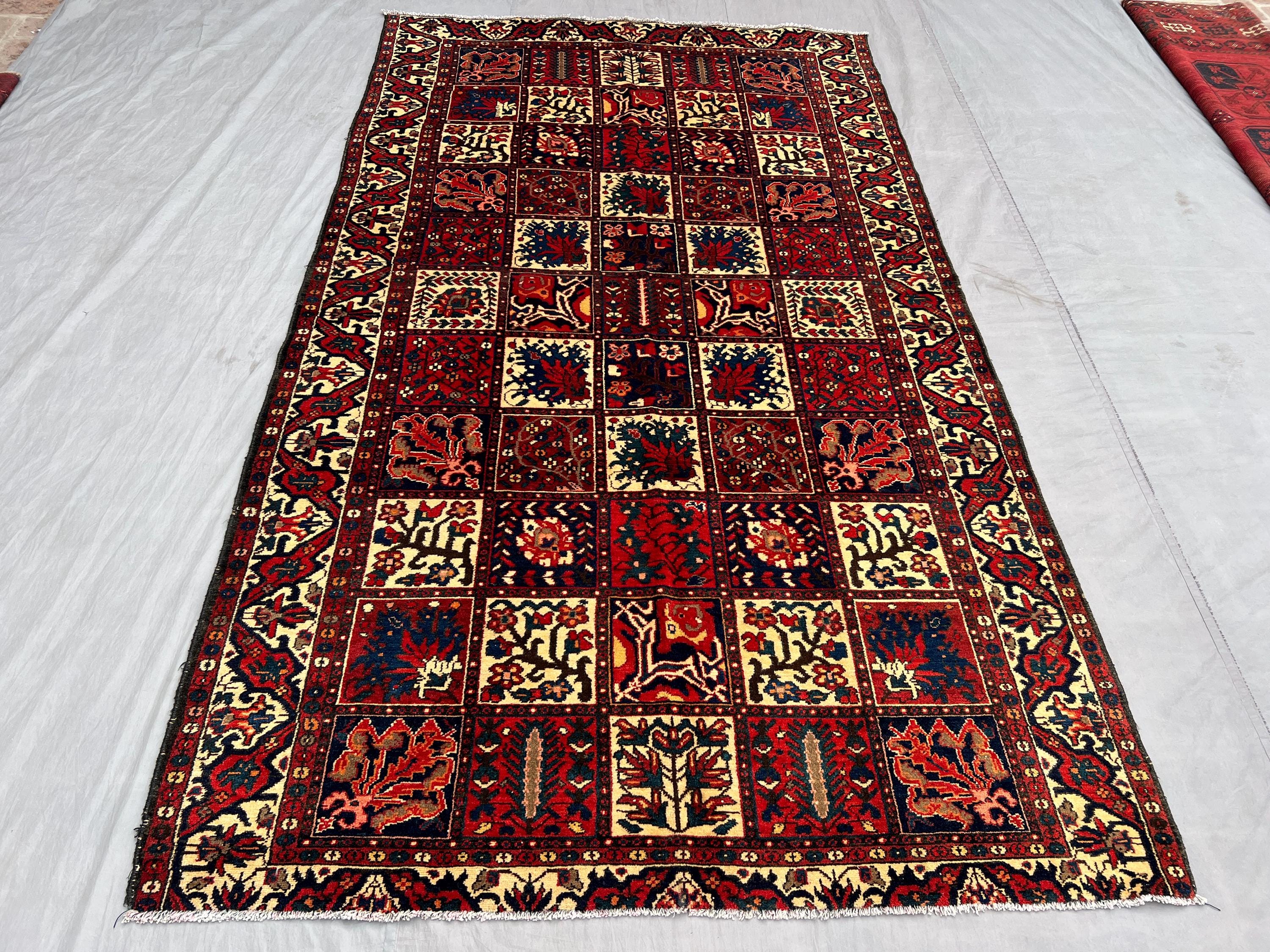 Rare Vintage Afghan Garden Panel Rug 4x9 Ft – Colorful Patchwork Floral ...