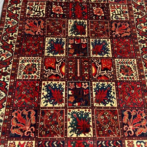 Rare Vintage Afghan Garden Panel Rug 4x9 ft – Colorful Patchwork Floral Carpet – Bakhtiari Style Handmade Wool Area Rug - Living Room Rug image 3