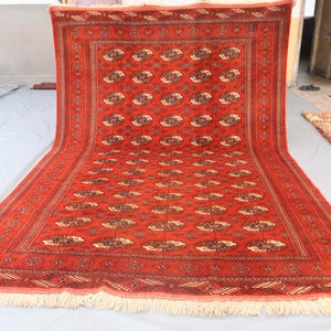 Turkmen Sara Rug 7x10&#39;2&quot; Ft- Turkmenistan Oriental Sarooq Design Rug-Afghan Handmade Antique Rug-Tekke Bukhara Rug For Living Room-Bedroom